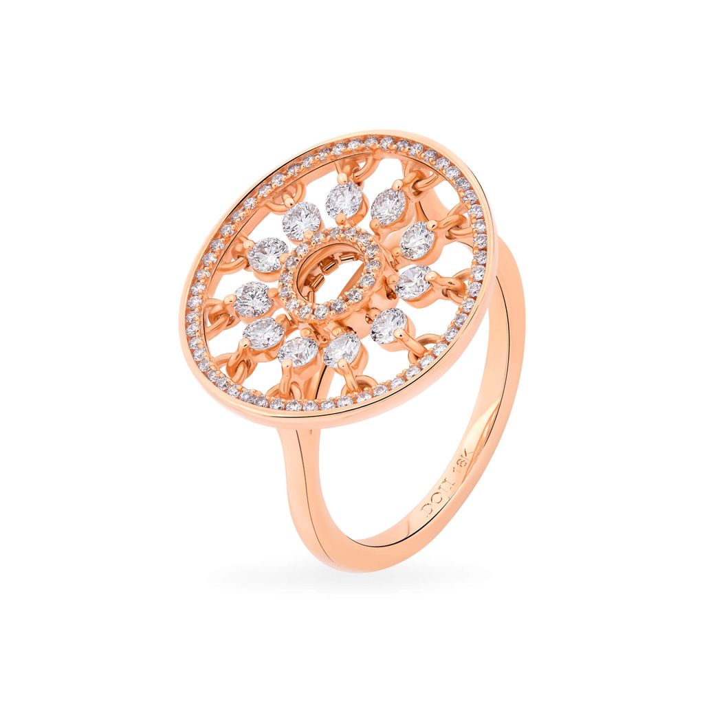 Nhẫn vàng hồng 18K gắn kim cương DOJI AFRR000020D3DA1 