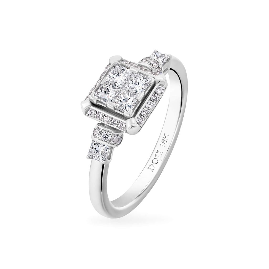 Nhẫn vàng trắng 18K gắn kim cương DOJI AFRR000032D2DA1 