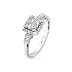 Nhẫn vàng trắng 18K gắn kim cương DOJI AFRR000032D2DA1