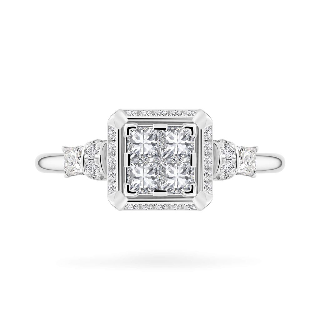 Nhẫn vàng trắng 18K gắn kim cương DOJI AFRR000032D2DA1 