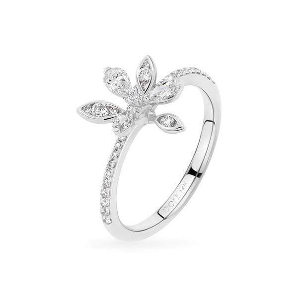 Nhẫn vàng trắng 14K gắn kim cương DOJI AFRR000041F2DA1