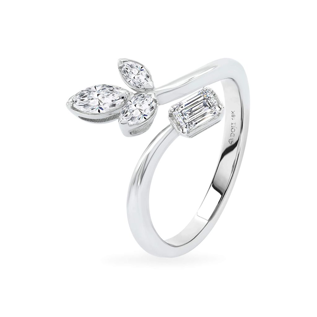 Nhẫn vàng trắng 18K gắn kim cương DOJI AFRR000053D2DA1 