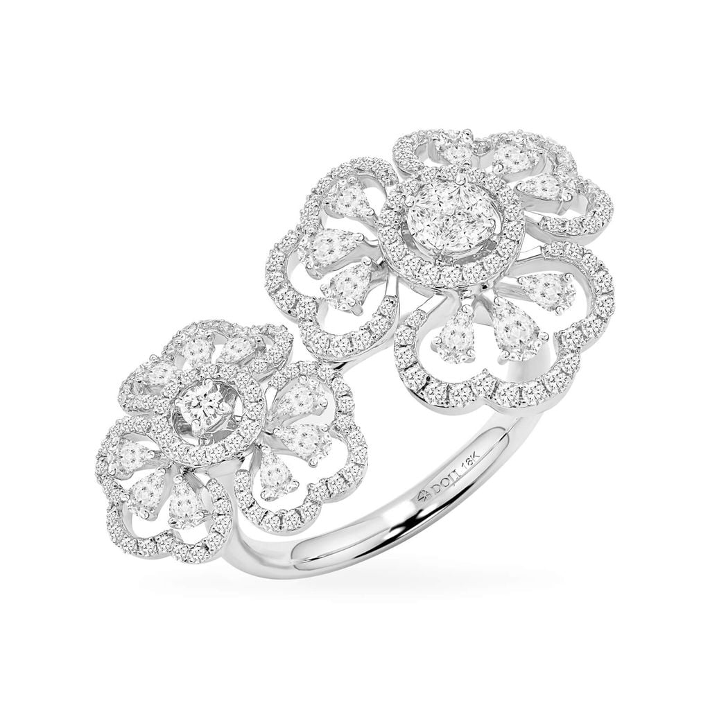 Nhẫn vàng trắng 18K gắn kim cương DOJI AFRR000061D2DA1 