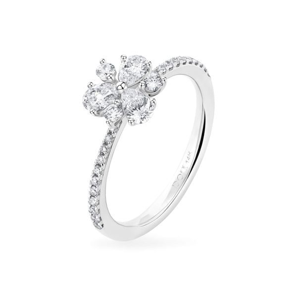 Nhẫn vàng trắng 14K gắn kim cương DOJI AFRR000068F2DA1