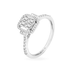 Nhẫn vàng trắng 18K gắn kim cương DOJI AFRR000087D2DA1