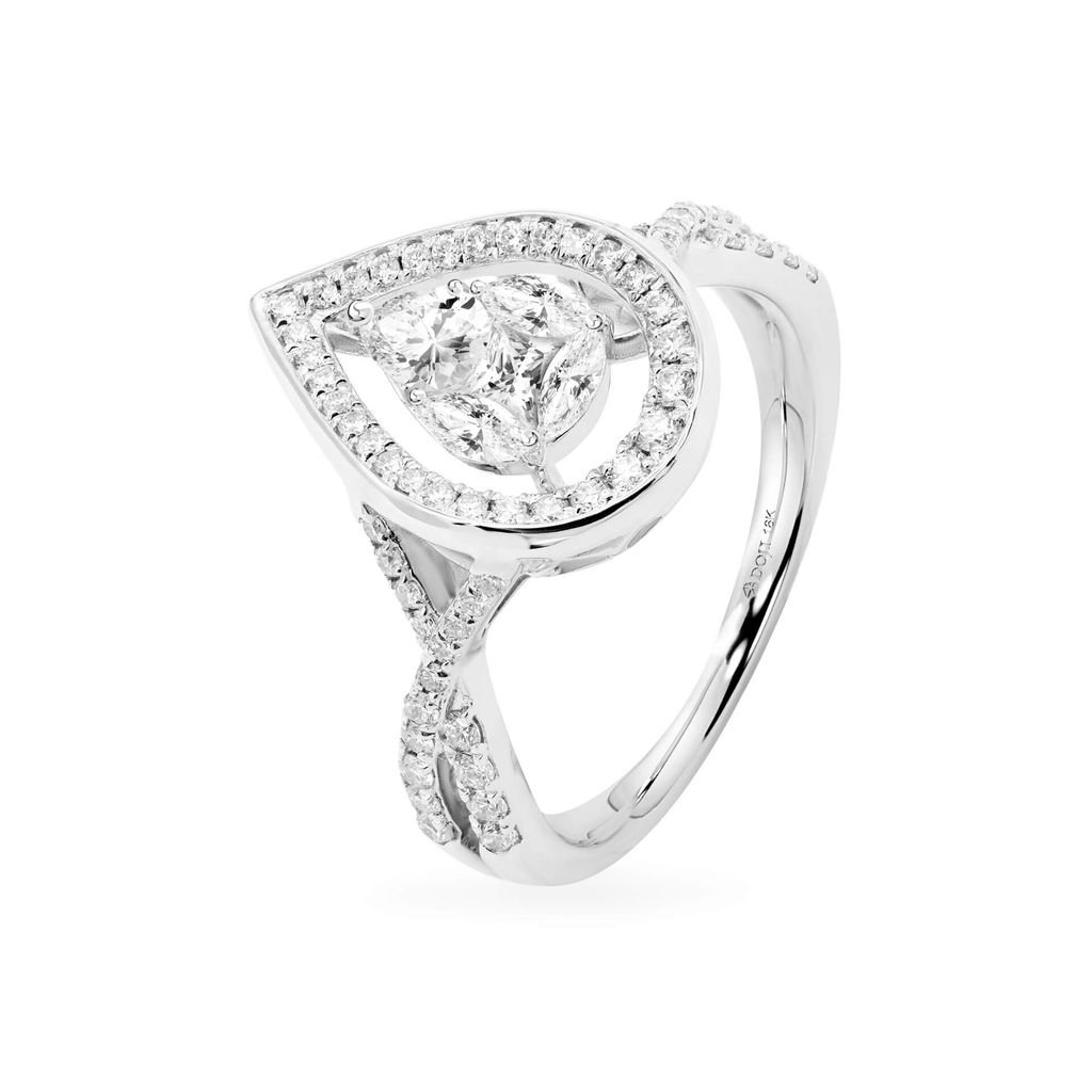 Nhẫn vàng trắng 18K gắn kim cương DOJI AFRR000091D2DA1 