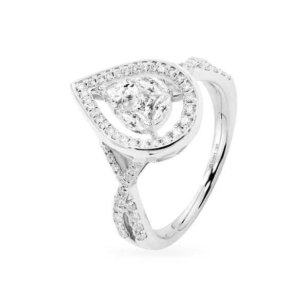 Nhẫn vàng trắng 18K gắn kim cương DOJI AFRR000091D2DA1