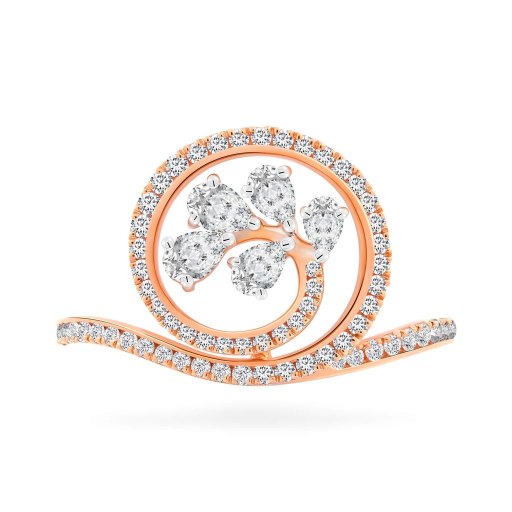 Nhẫn vàng hồng 18K gắn kim cương DOJI AFRR000113D3DA1 