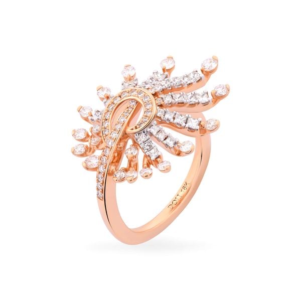 Nhẫn vàng hồng 18K gắn kim cương DOJI AFRR000140D3DA1
