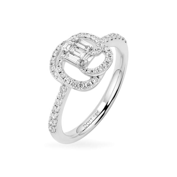 Nhẫn vàng trắng 18K gắn kim cương DOJI AFRR000208D2DA1