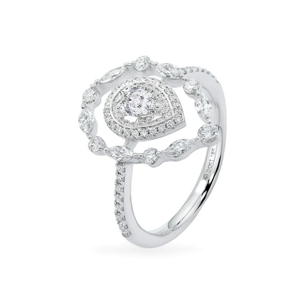 Nhẫn vàng trắng 18K gắn kim cương DOJI AFRR000321D2DA1