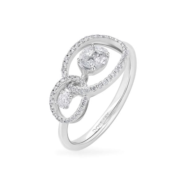 Nhẫn vàng trắng 18K gắn kim cương DOJI AFRR000370D2DA1