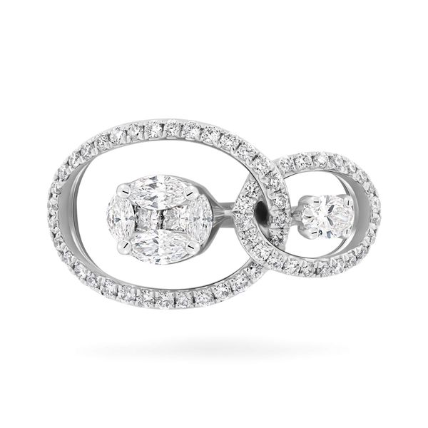 Nhẫn vàng trắng 18K gắn kim cương DOJI AFRR000370D2DA1