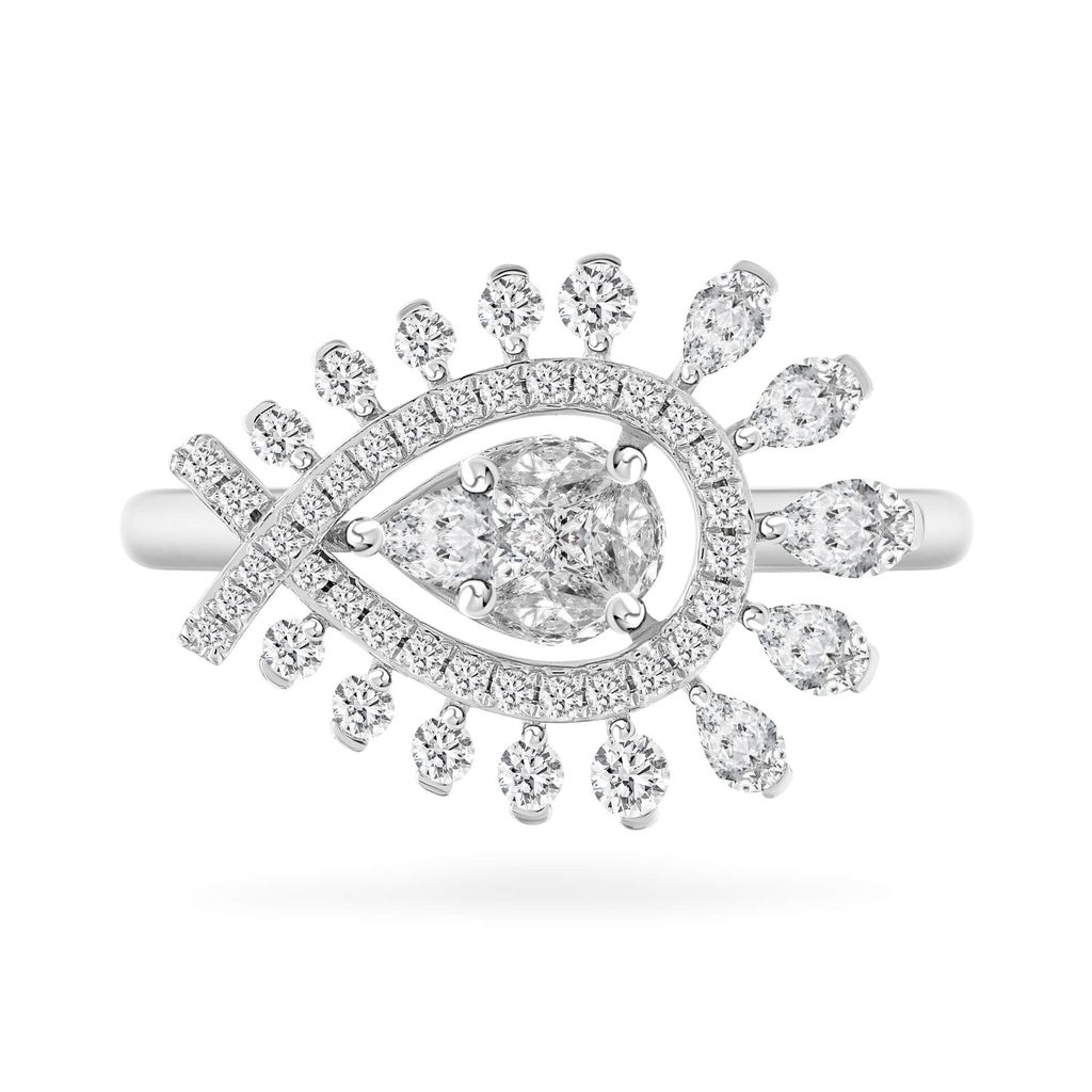 Nhẫn vàng trắng 18K gắn kim cương DOJI AFRR000372D2DA1 