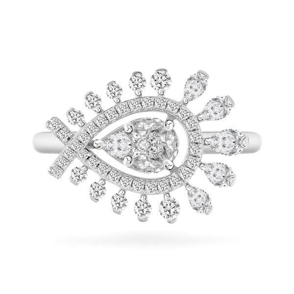 Nhẫn vàng trắng 18K gắn kim cương DOJI AFRR000372D2DA1