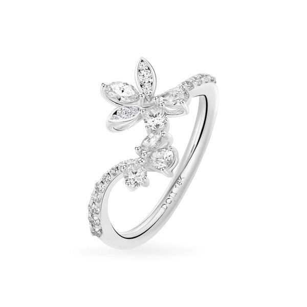 Nhẫn vàng trắng 18K gắn kim cương DOJI AFRR000381D2DA1