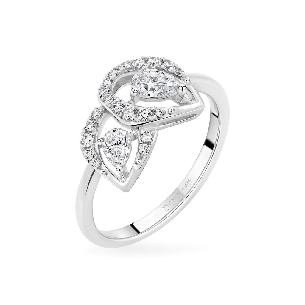 Nhẫn vàng trắng 14K gắn kim cương DOJI AFRR000501F2DA1 