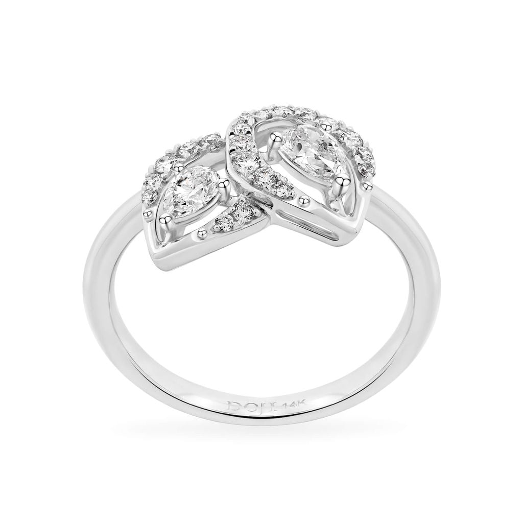 Nhẫn vàng trắng 14K gắn kim cương DOJI AFRR000501F2DA1 