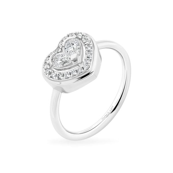 Nhẫn vàng trắng 14K gắn kim cương DOJI AFRR000512F2DA1