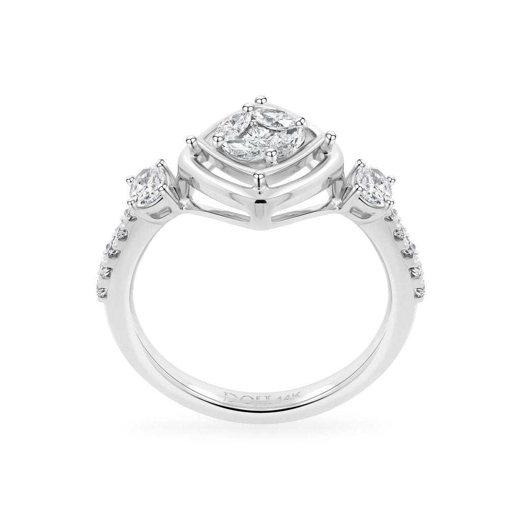 Nhẫn vàng trắng 14K gắn kim cương DOJI AFRR000521F2DA1 