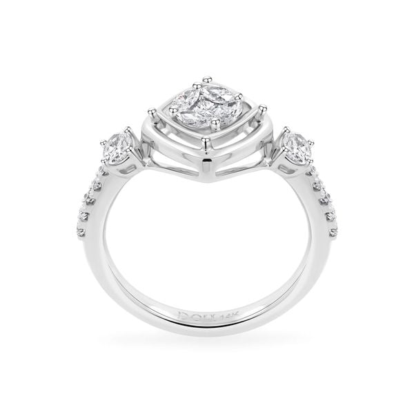 Nhẫn vàng trắng 14K gắn kim cương DOJI AFRR000521F2DA1