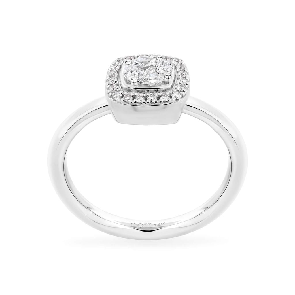 Nhẫn vàng trắng 14K gắn kim cương DOJI AFRR000522F2DA1 