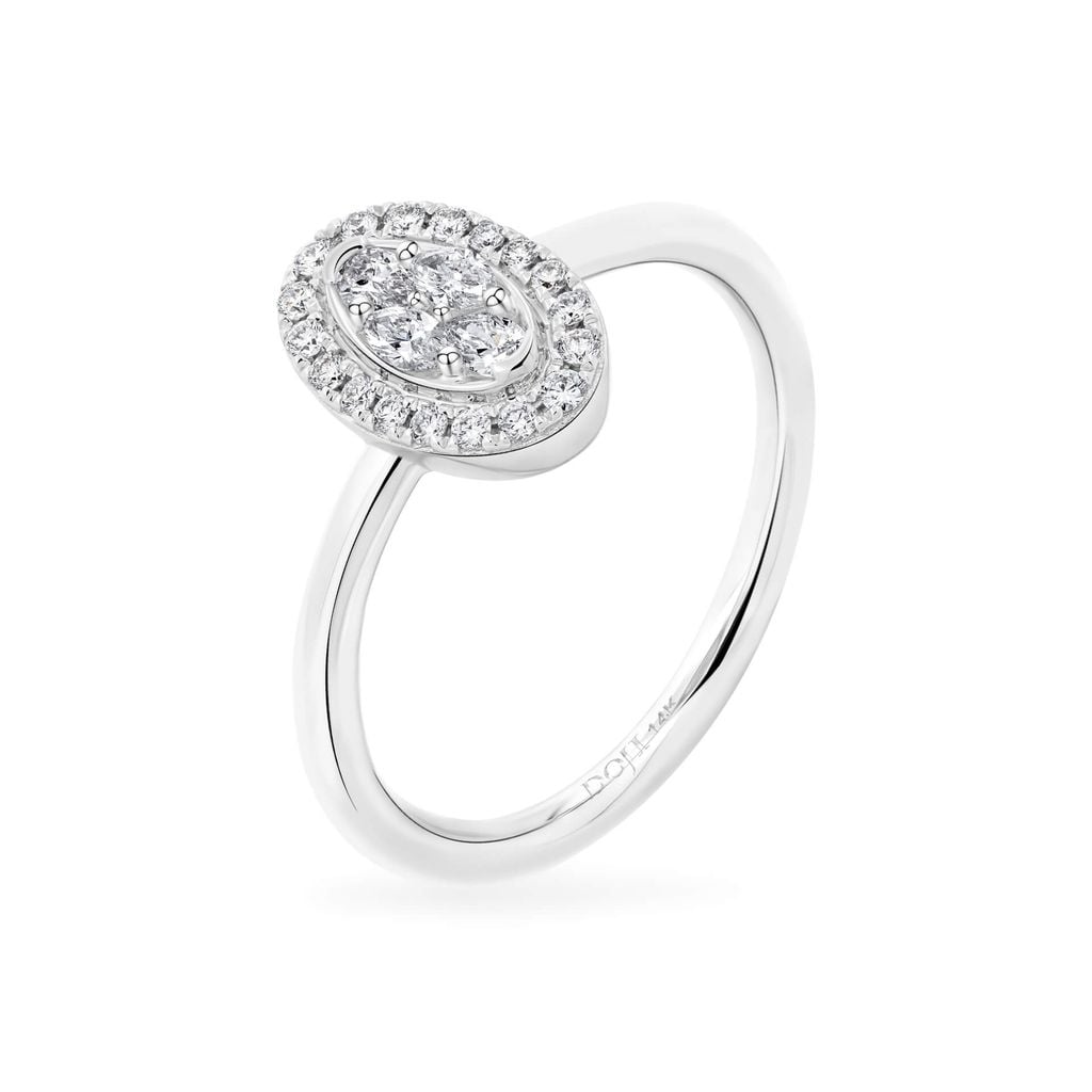 Nhẫn vàng trắng 14K gắn kim cương DOJI AFRR000523F2DA1 