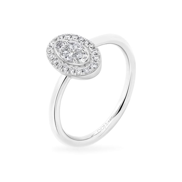 Nhẫn vàng trắng 14K gắn kim cương DOJI AFRR000523F2DA1