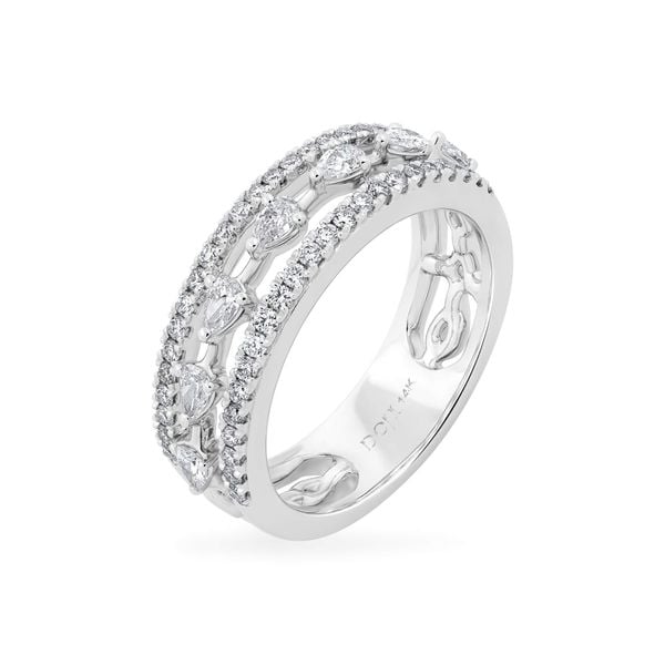 Nhẫn vàng trắng 14K gắn kim cương DOJI AFRR000560F2DA1