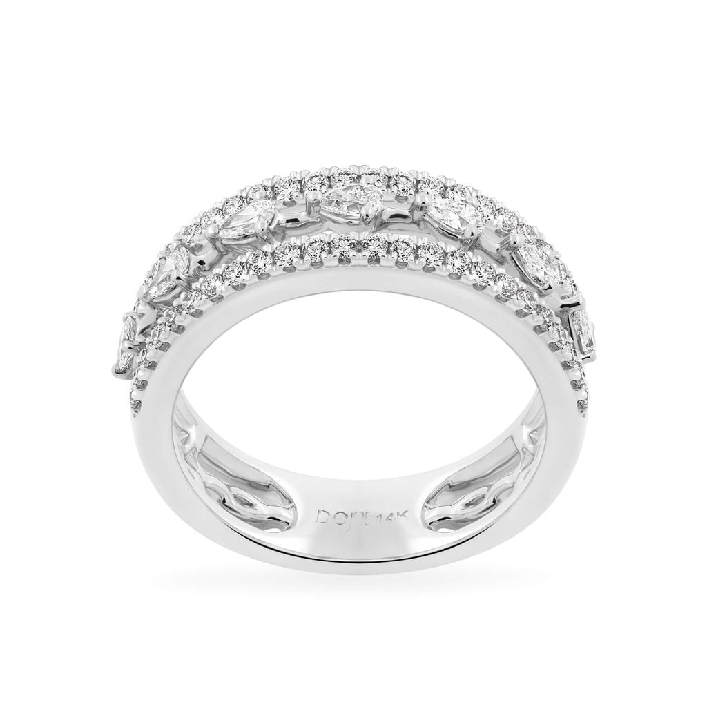 Nhẫn vàng trắng 14K gắn kim cương DOJI AFRR000560F2DA1 