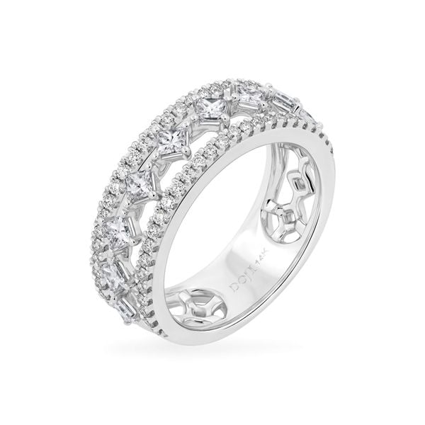 Nhẫn vàng trắng 14K gắn kim cương DOJI AFRR000562F2DA1