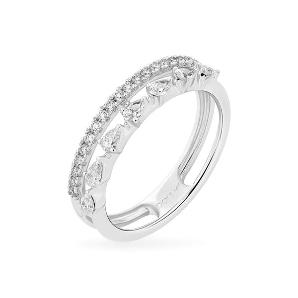 Nhẫn vàng trắng 14K gắn kim cương DOJI AFRR000563F2DA1