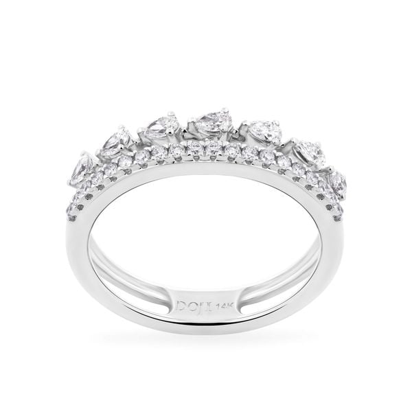 Nhẫn vàng trắng 14K gắn kim cương DOJI AFRR000563F2DA1
