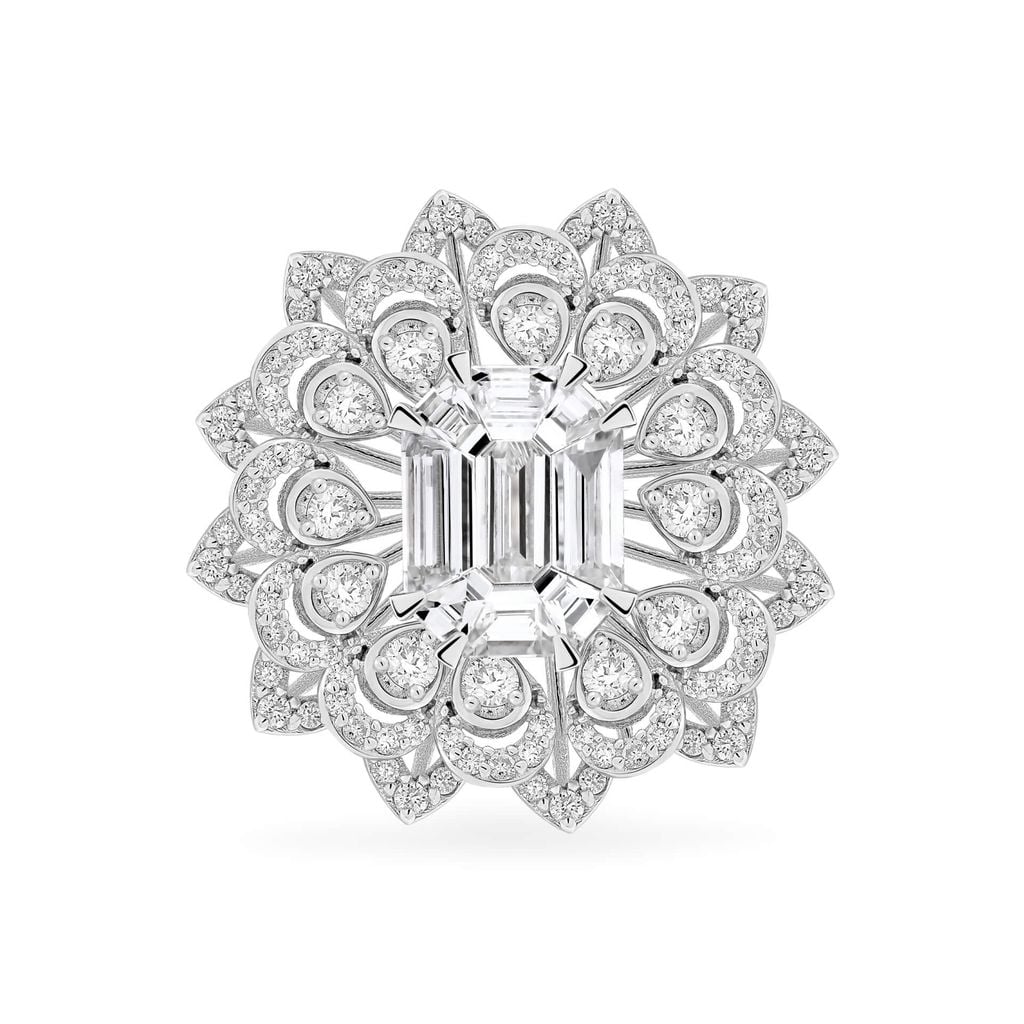 Nhẫn vàng trắng 18K gắn kim cương DOJI AFRR100106D2DA1 