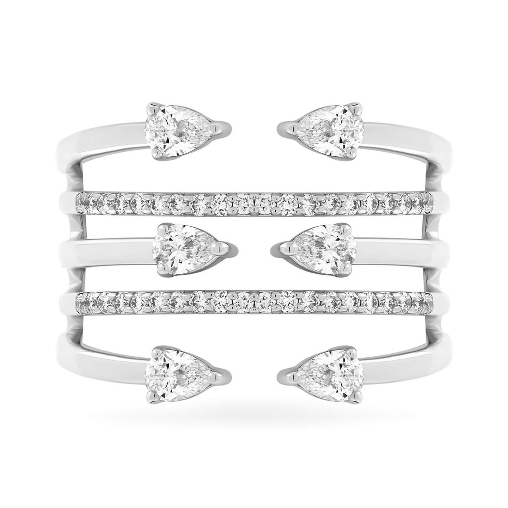 Nhẫn vàng trắng 18K gắn kim cương DOJI AFRR100120D2DA1 