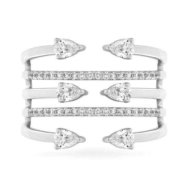 Nhẫn vàng trắng 18K gắn kim cương DOJI AFRR100120D2DA1