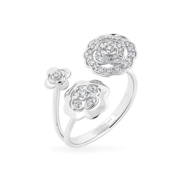 Nhẫn vàng trắng 14K gắn kim cương DOJI AFRR100139F2DA1