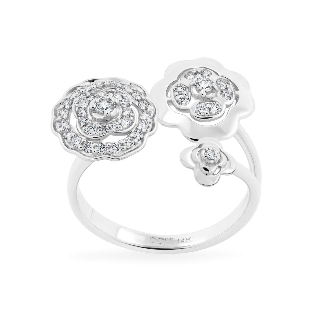 Nhẫn vàng trắng 14K gắn kim cương DOJI AFRR100139F2DA1 