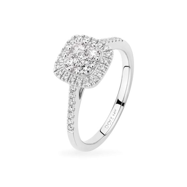 Nhẫn vàng trắng 14K gắn kim cương DOJI AFRR600028F2DA1