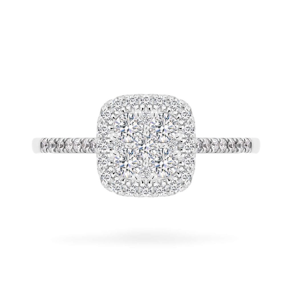 Nhẫn vàng trắng 14K gắn kim cương DOJI AFRR600028F2DA1 