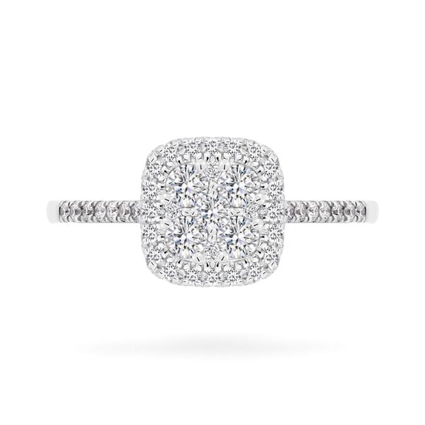 Nhẫn vàng trắng 14K gắn kim cương DOJI AFRR600028F2DA1