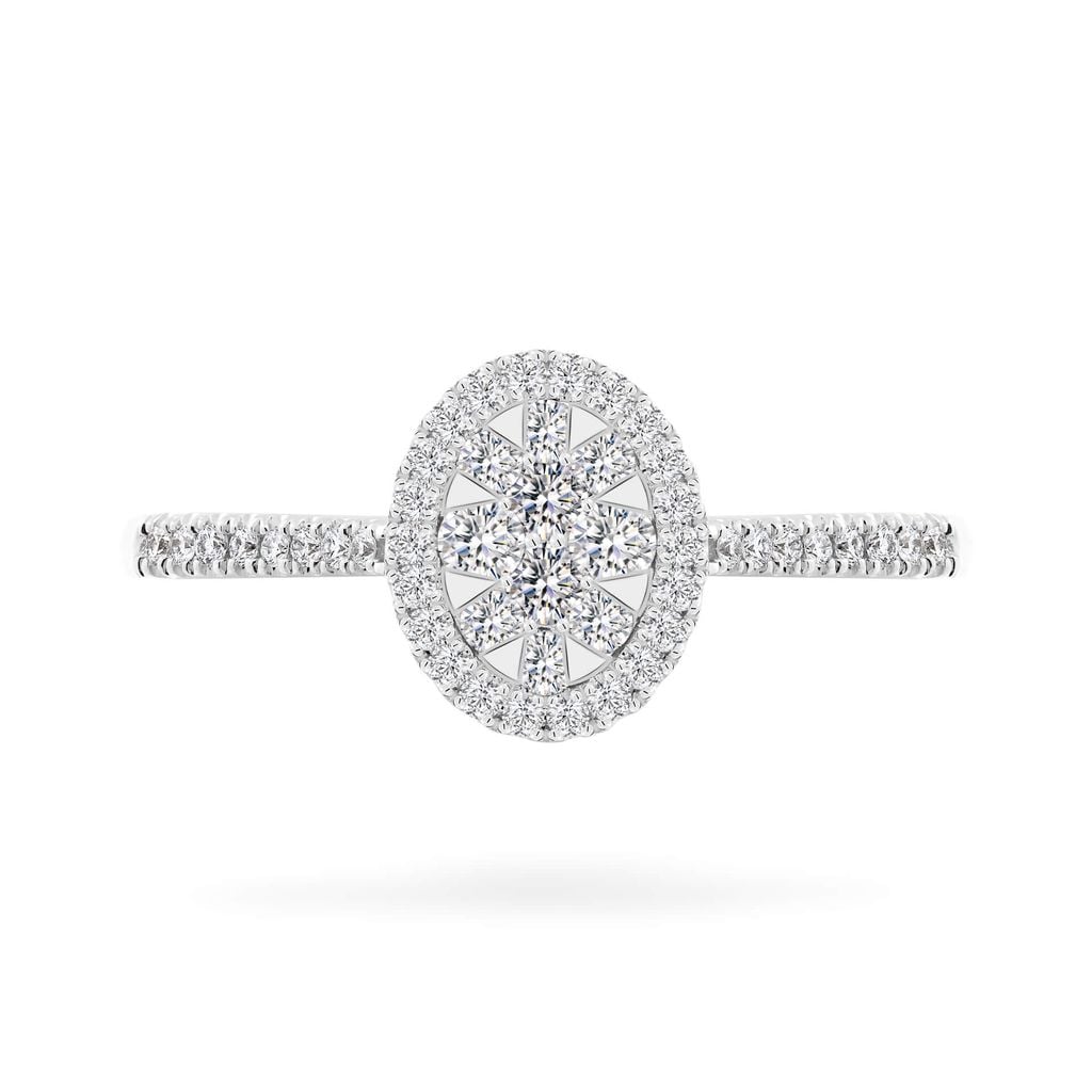 Nhẫn vàng trắng 14K gắn kim cương DOJI AFRR600029F2DA1 