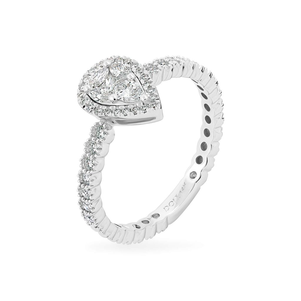 Nhẫn vàng trắng 14K gắn kim cương DOJI AFRR700070F2DA1 