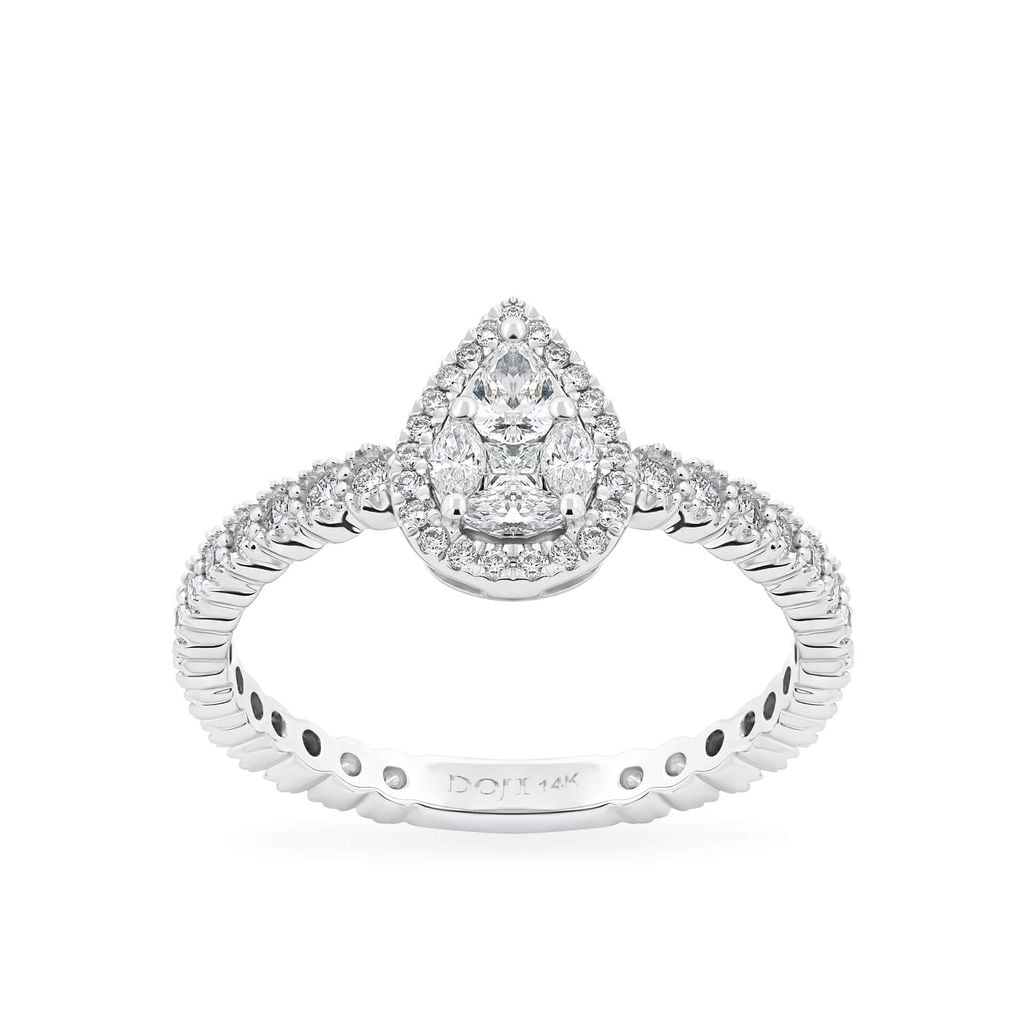 Nhẫn vàng trắng 14K gắn kim cương DOJI AFRR700070F2DA1 