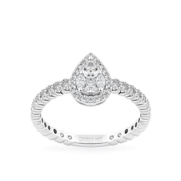 Nhẫn vàng trắng 14K gắn kim cương DOJI AFRR700070F2DA1