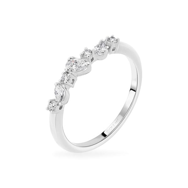Nhẫn vàng trắng 14K gắn kim cương DOJI AFRR700081F2DA1