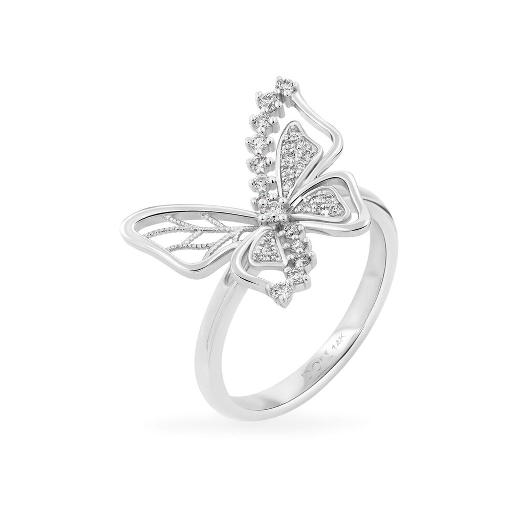 Nhẫn vàng trắng 14K gắn kim cương DOJI AFRR800005F2DA1 