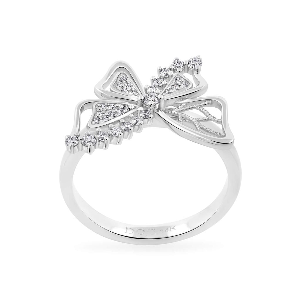 Nhẫn vàng trắng 14K gắn kim cương DOJI AFRR800005F2DA1 