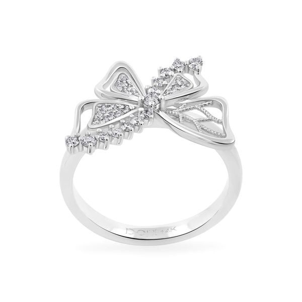 Nhẫn vàng trắng 14K gắn kim cương DOJI AFRR800005F2DA1