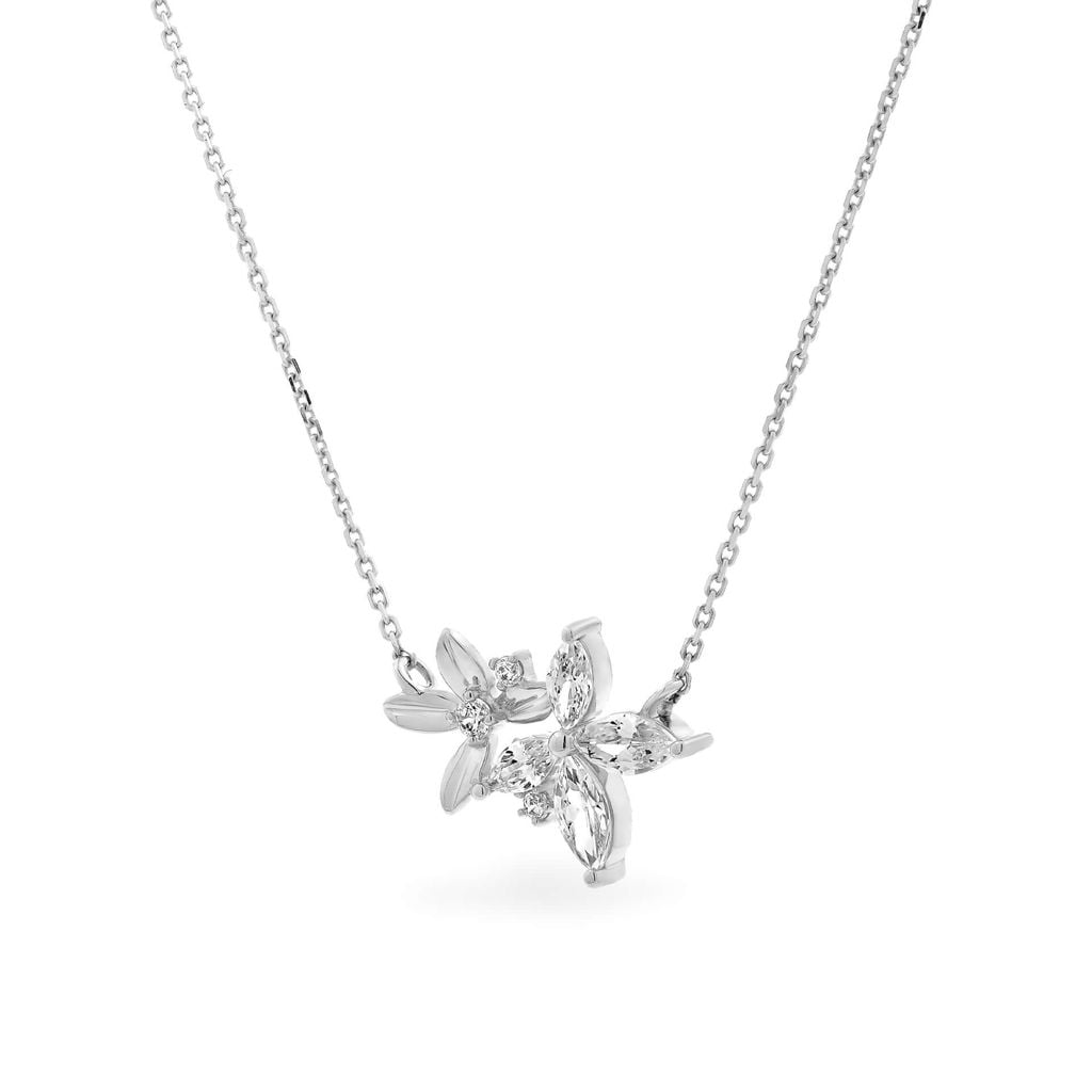 Dây liền mặt vàng trắng 14K gắn đá CZ DOJI ALPK000716F2CZ1 